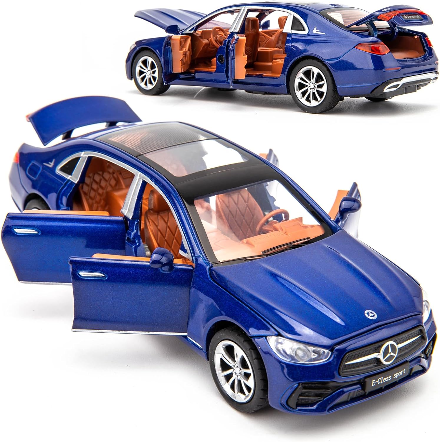 BDTCTK 132 compatible con el modelo Benz E300l modelo, auto de juguete coleccionable de aleación de zinc fundido a presión con sonido y luz para