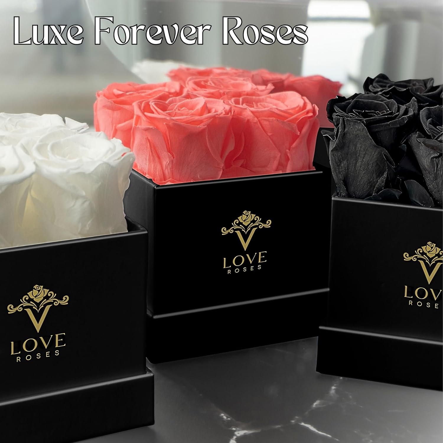 VLove Rosas preservadas para siempre en una caja, rosas eternas reales que duran más de un año, flores preservadas naturalmente, regalos perfectos