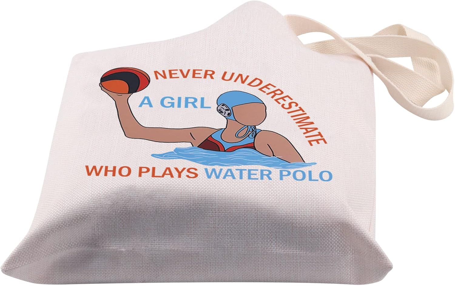 BDPWSS Regalos de waterpolo de agua, regalo de entrenador de jugador de waterpolo, nunca subestimes a A Who Plays Water Polo Bolsa de lona