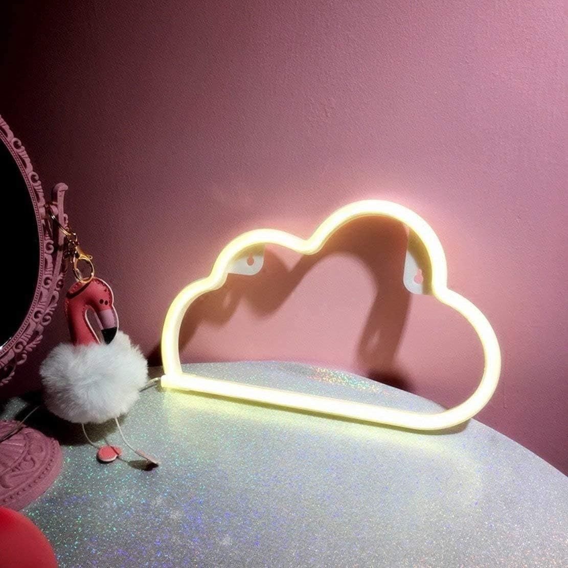 QiaoFei – Nube de neón con luz LED, lámpara de noche de neón para decoración de habitación de niños, para suministros de fiesta, accesorios de