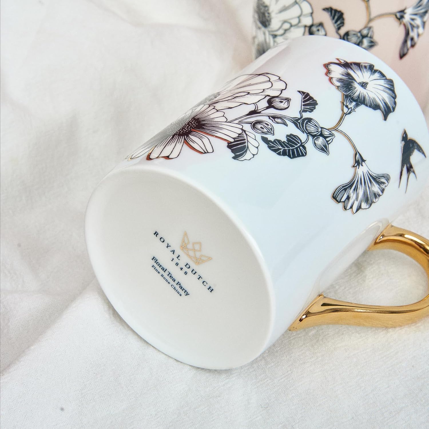 Royal Dutch Taza de café de 12 onzas líquidas, tazas de café de porcelana fina de hueso, tazas de cerámica con mango para capuchino, latte,