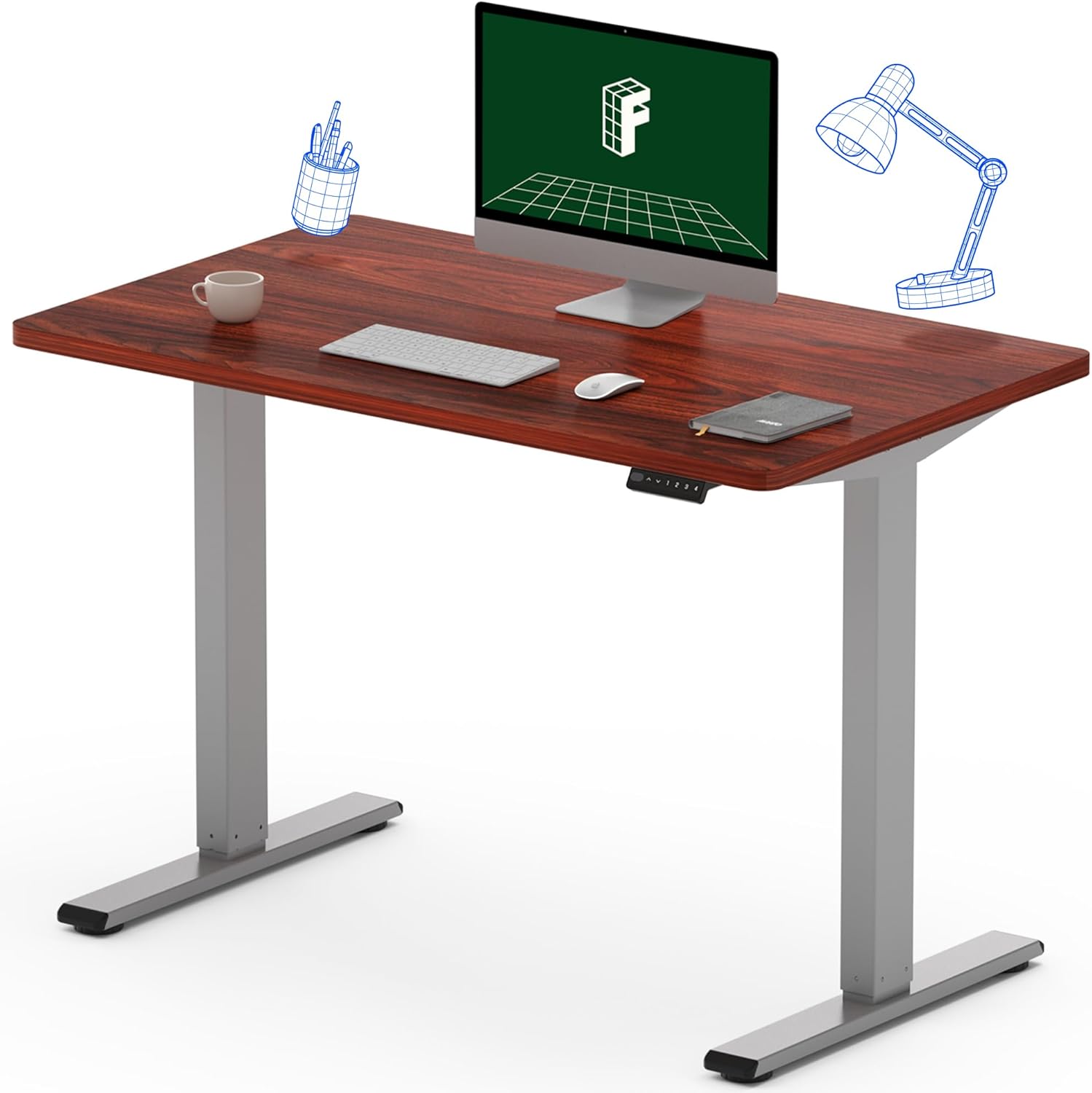 Flexispot EN1 – Escritorio eléctrico para trabajar sentado o de pie, altura ajustable, escritorio chico con controlador de memoria, 42 x 24