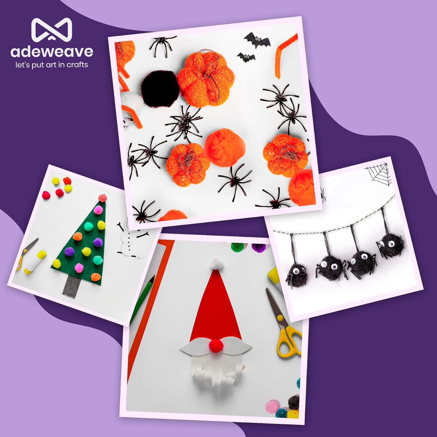 Adeweave 100 pompones multicolor hechos a mano de 1 pulgada para manualidades, pompones de lana de cachemira suaves y esponjosos, ideales para
