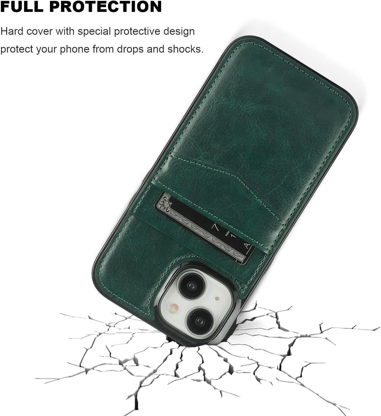 KIHUWEY Funda compatible con iPhone 15 con soporte para tarjeta de crédito, cierre magnético de cuero de alta calidad, función atril, funda
