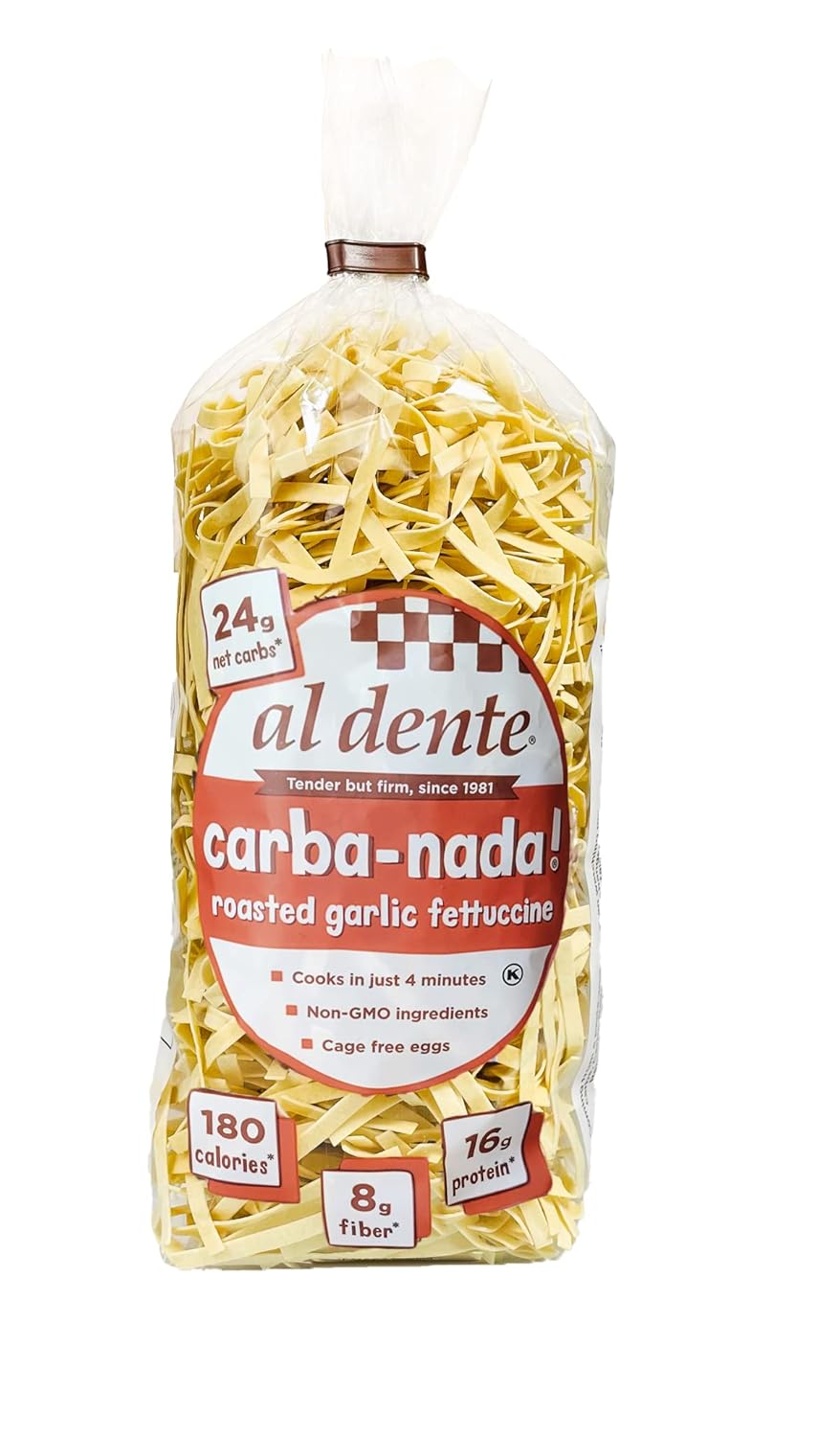 AL DENTE Carba-Nada – Fettuccine asado, ajo, 10 onzas (paquete de 6)