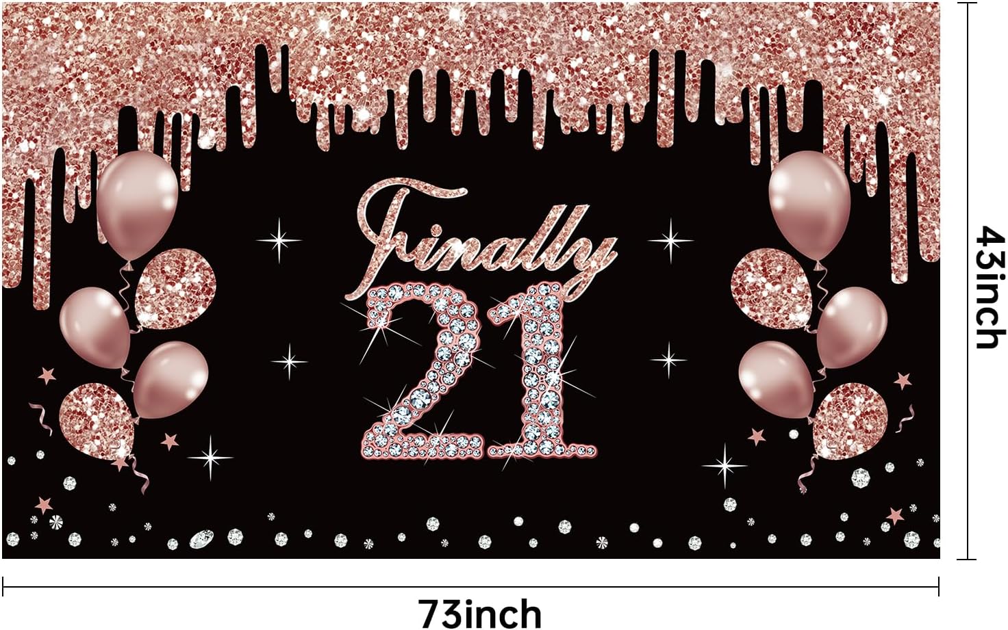 Decoraciones de cumpleaños número 21 para mujer, cartel de cumpleaños de 21 años de oro rosa, suministros de fiesta, fondo de cumpleaños de veintiún