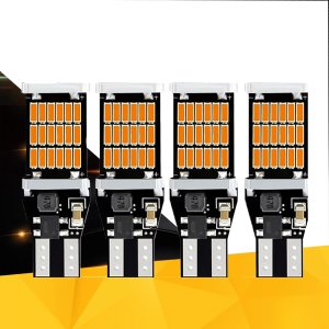 Crynod 4 luces de freno T15 para automóvil, 4014-45smd DC 12V 360 de alto brillo, luz de marcha atrás, repuesto de señal de giro, LED Canbus Crynod 4 luces de freno T15 para automóvil, 4014-45smd DC 12V 360 de alto brillo, luz de marcha atrás, repuesto de señal de giro, LED Canbus