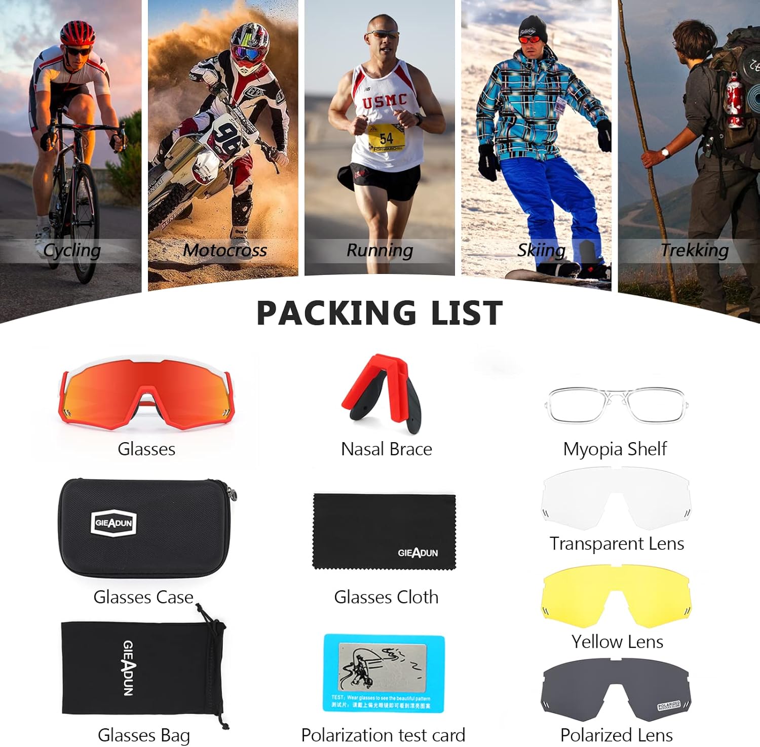 Gafas de sol polarizadas para ciclismo, deportes, 4 lentes, para correr, para béisbol, voleibol, béisbol, conducción, pesca