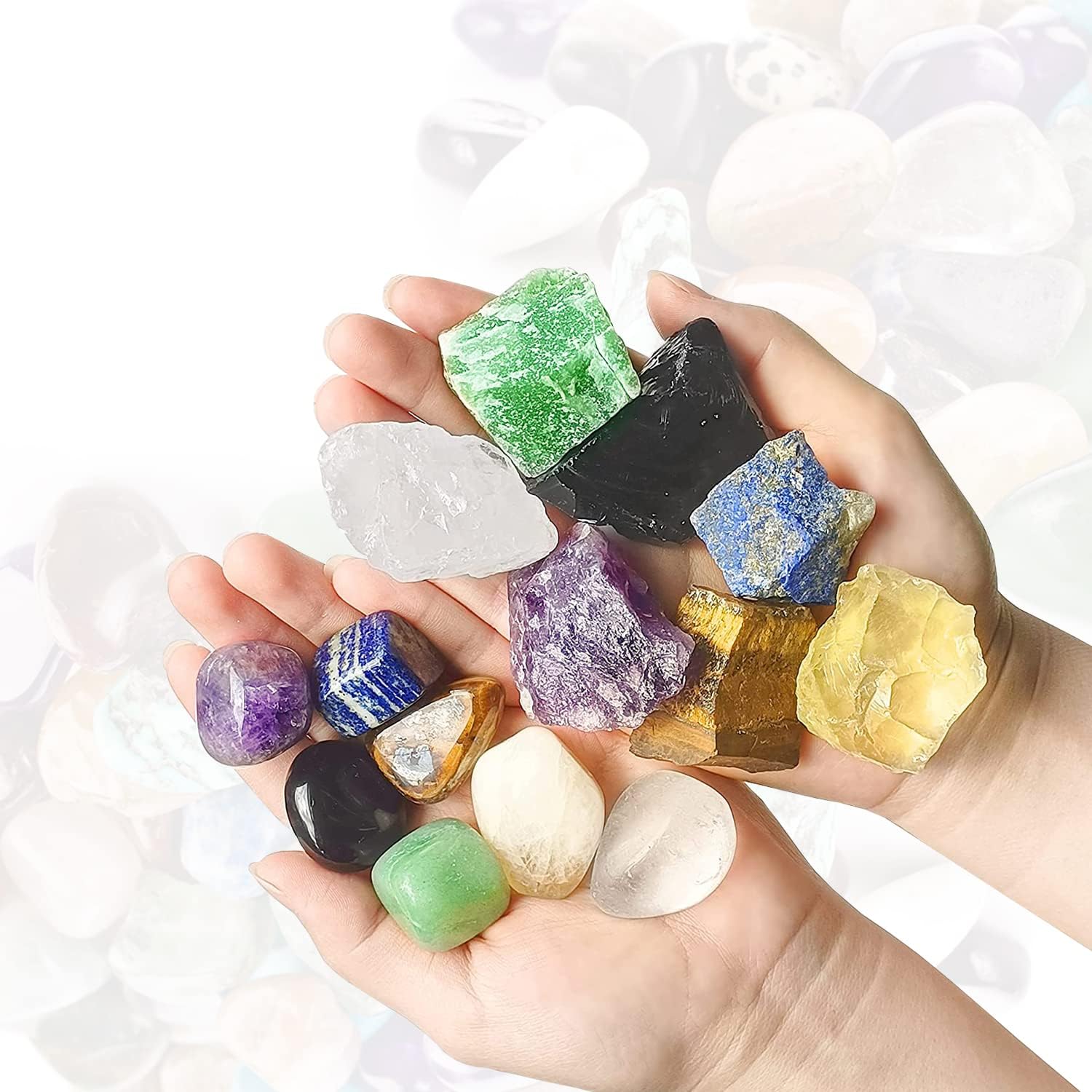 Piedras de cristal curativo de ágata musgo, piedras preciosas curativas de Reiki grandes de 1.25 a 2.0 pulgadas, piedras preciosas pulidas naturales