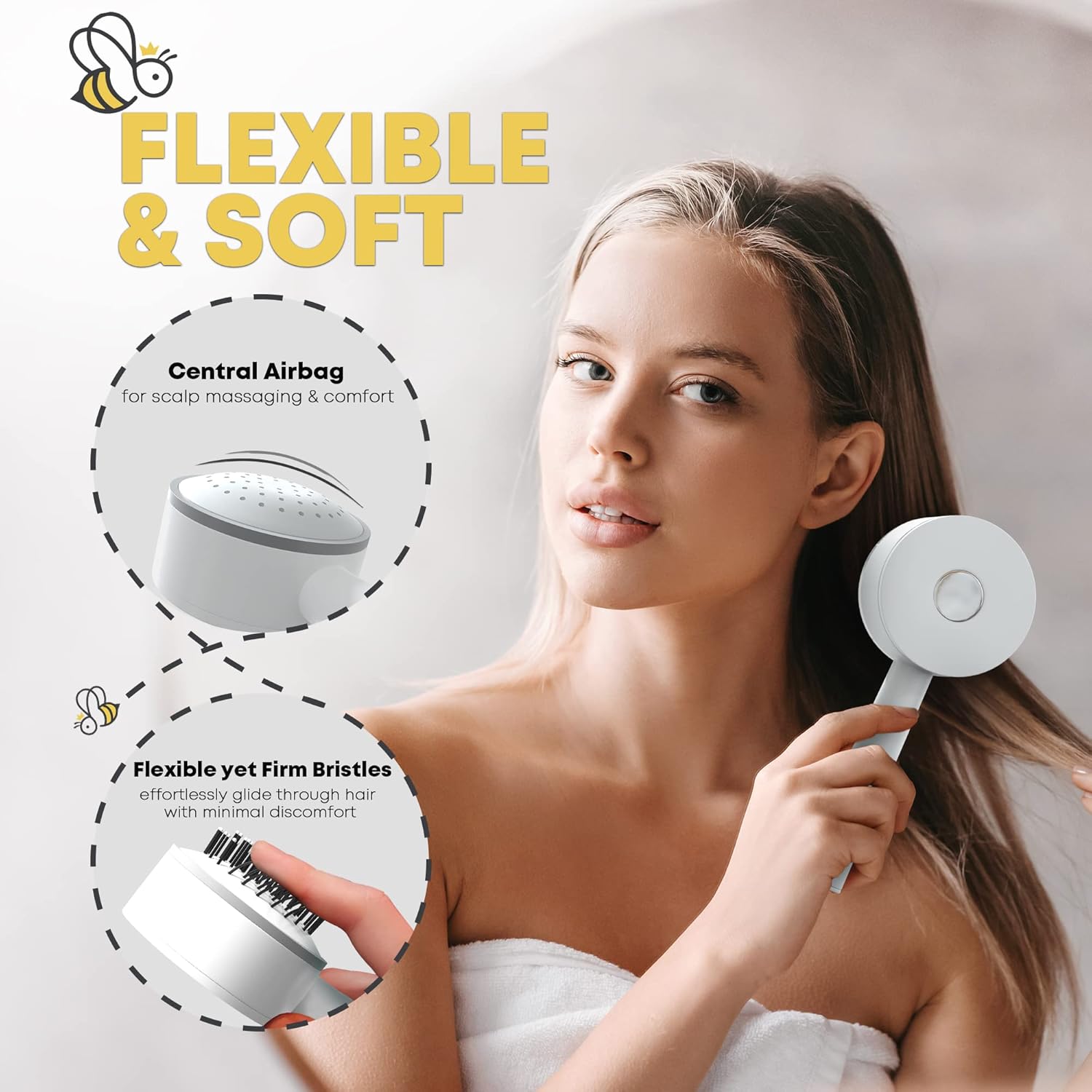 Cepillo de pelo autolimpiante para mujeres, hombres, niños y niñas  Herramienta limpiadora de cepillo antiestático integrado  Evita el exceso de