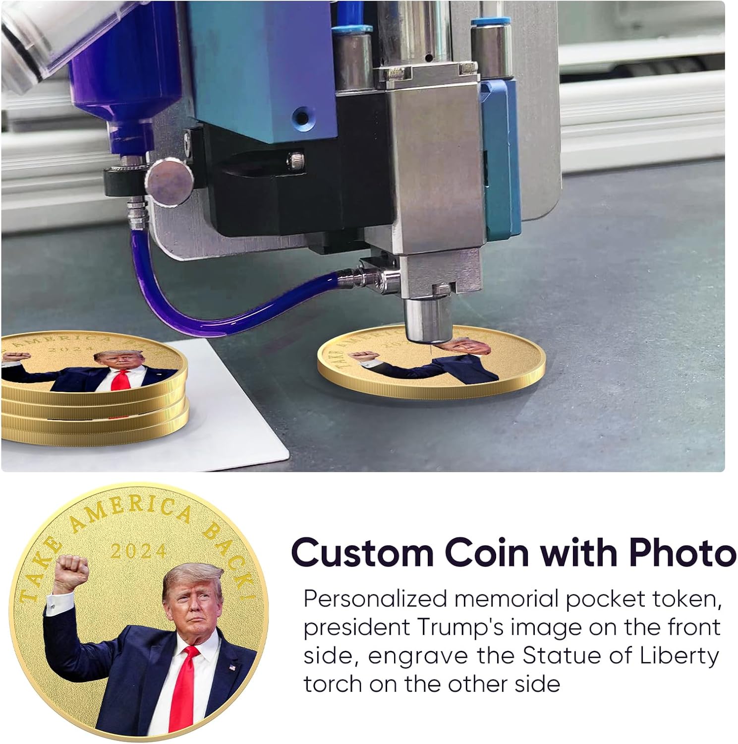 Moneda de desafío Trump 2024 Colección conmemorativa Campaña presidencial Regalos Patriotas Monedas chapadas en oro – Take America Back – Antorcha