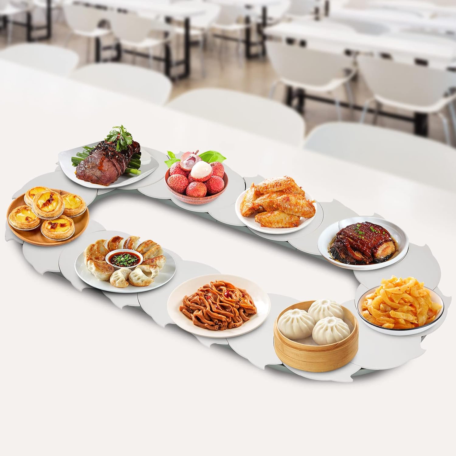 Fetcoi Tocadiscos giratorios de 360 para fiestas, giratorio manual, ajustable, mesa giratoria de alimentos para servir alimentos, mesa de comedor