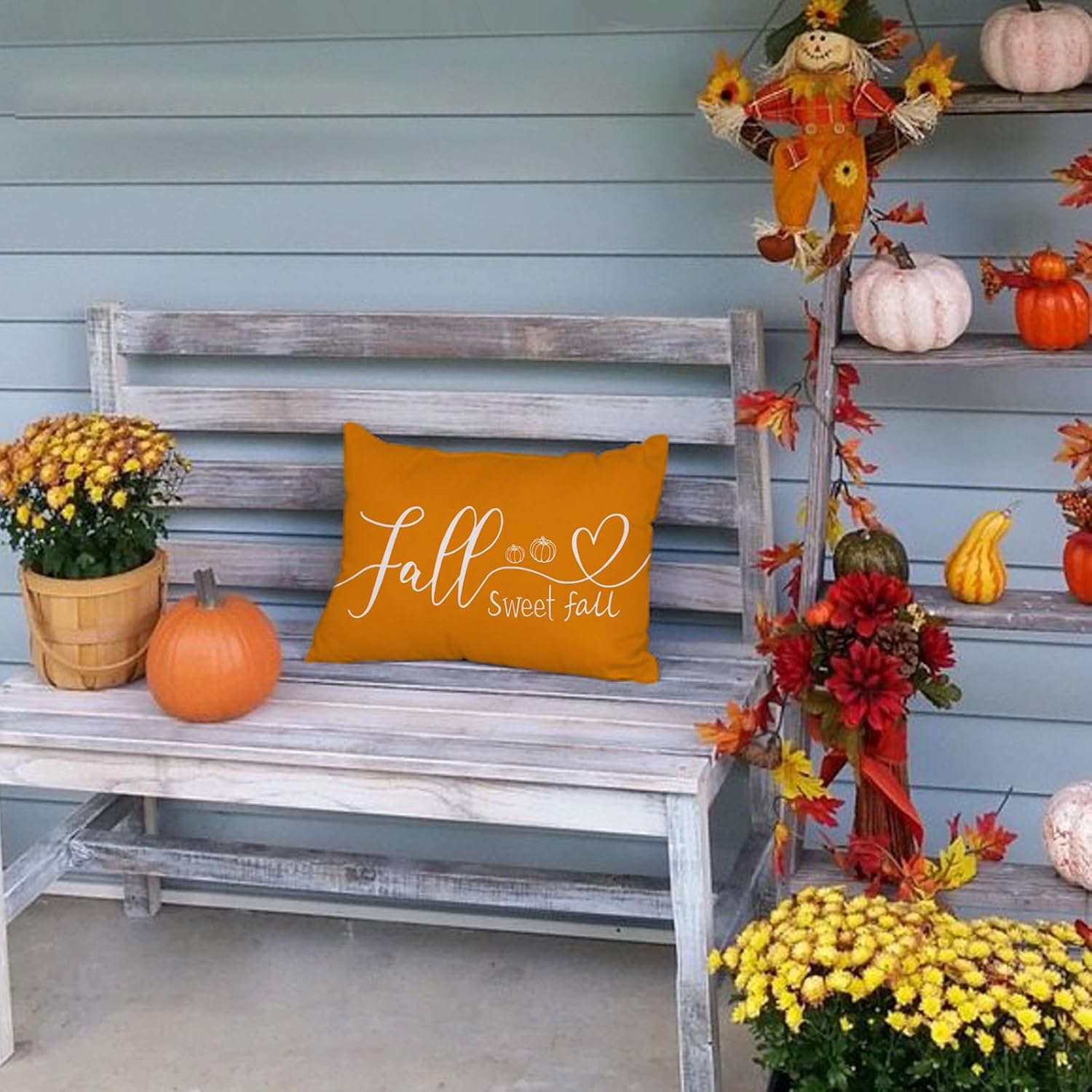 Juego de 2 fundas de almohada de otoño de 12 x 20 pulgadas, fundas de almohada lumbar para decoración de otoño de casa rural para sofá