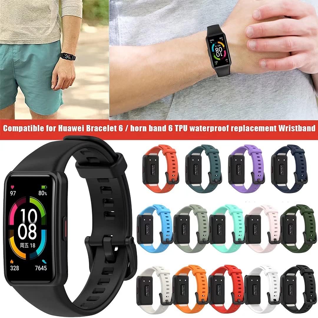 Correa de reloj deportiva compatible con Huawei Band 6Honor 6, correa de silicona ligera a prueba de sudor, correa de repuesto compatible con Huawei