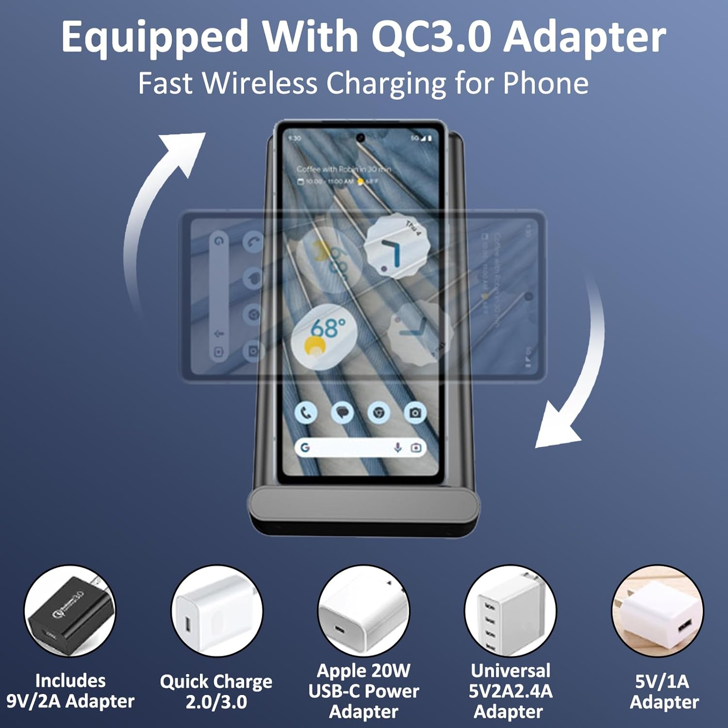 Cargador inalámbrico para Google Pixel Watch, estación de carga de píxeles 3 en 1 para Google Pixel 77A7 Pro66 Pro543XL, cargador inalámbrico con