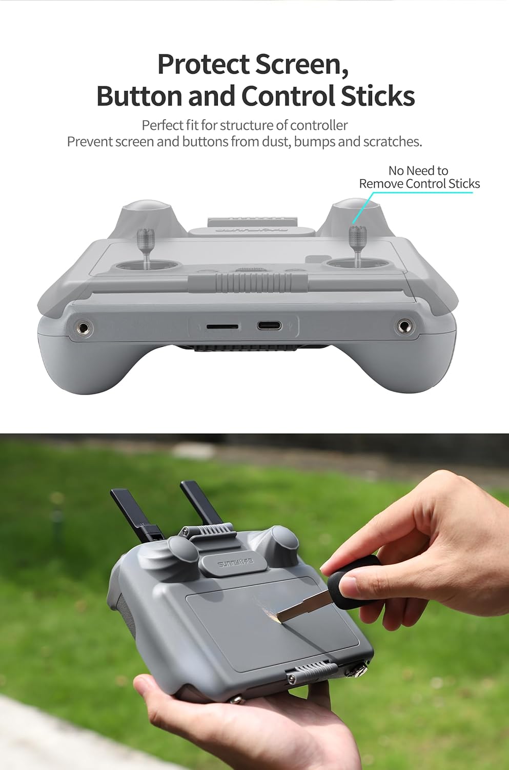 FSIDIWT Mini 4 Pro RC 2 Controlador Sun Hood Cover para DJI Mini 4 Pro Accesorios, 2 en 1 RC 2 Joysticks Protector para DJI Mini 4 ProAir 3 Drone,