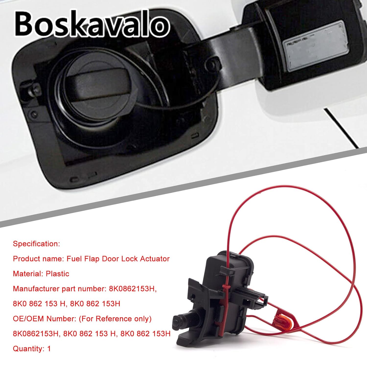 Boskavalo Actuador de bloqueo de puerta del tanque de combustible compatible con Audi A4 S4 A5 Q5 RS4 2013-2016 8K0862153H 8K0 862 153H Actuadores