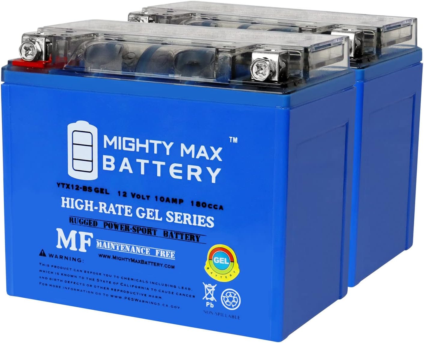 Mighty Max Battery YTX12-BSGEL 12V 10Ah GEL Replacement Battery Compatible with Triumph 865 Scrambler 13-15 – 2 Pack