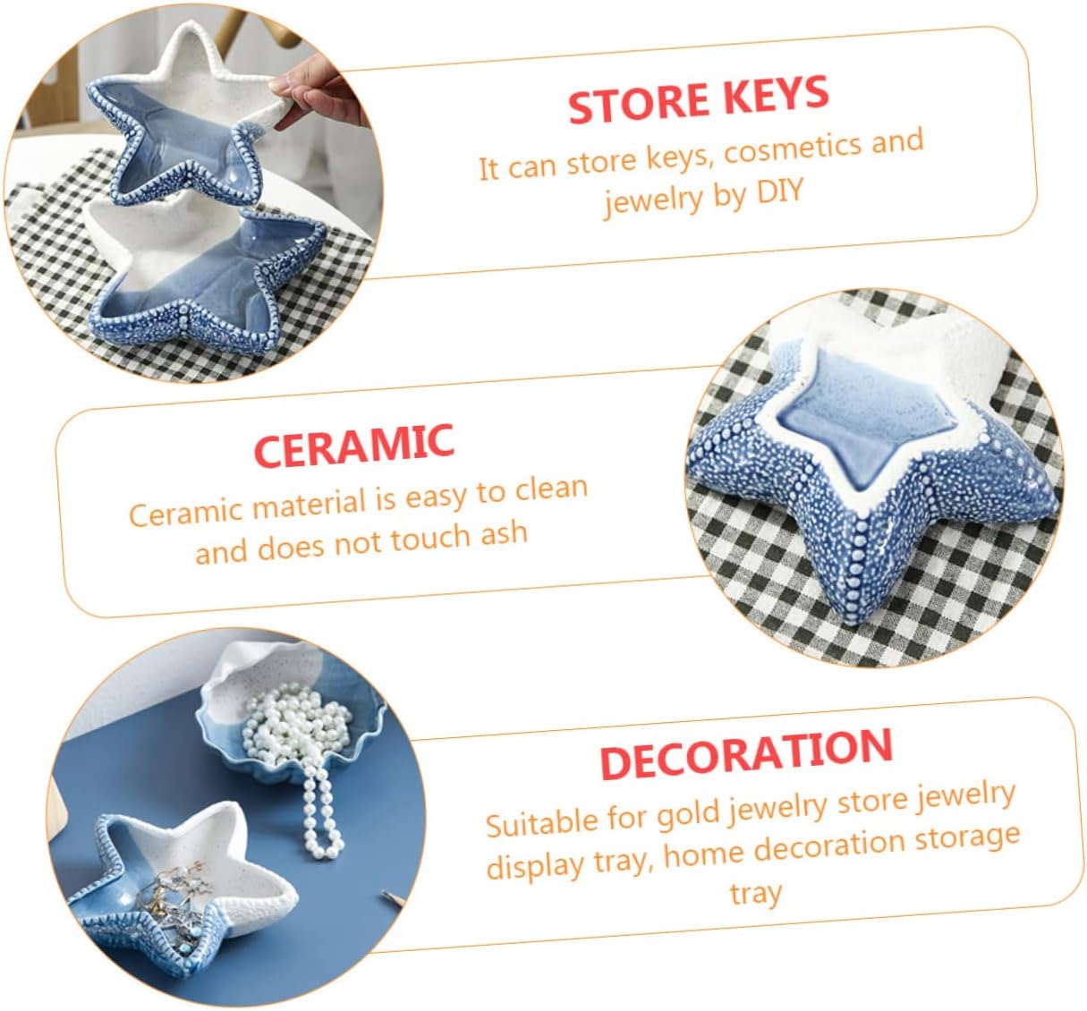 Bandeja de almacenamiento de estrellas de mar, bandejas desechables para alimentos, bandeja para caramelos, bandeja decorativa para aparador, placa
