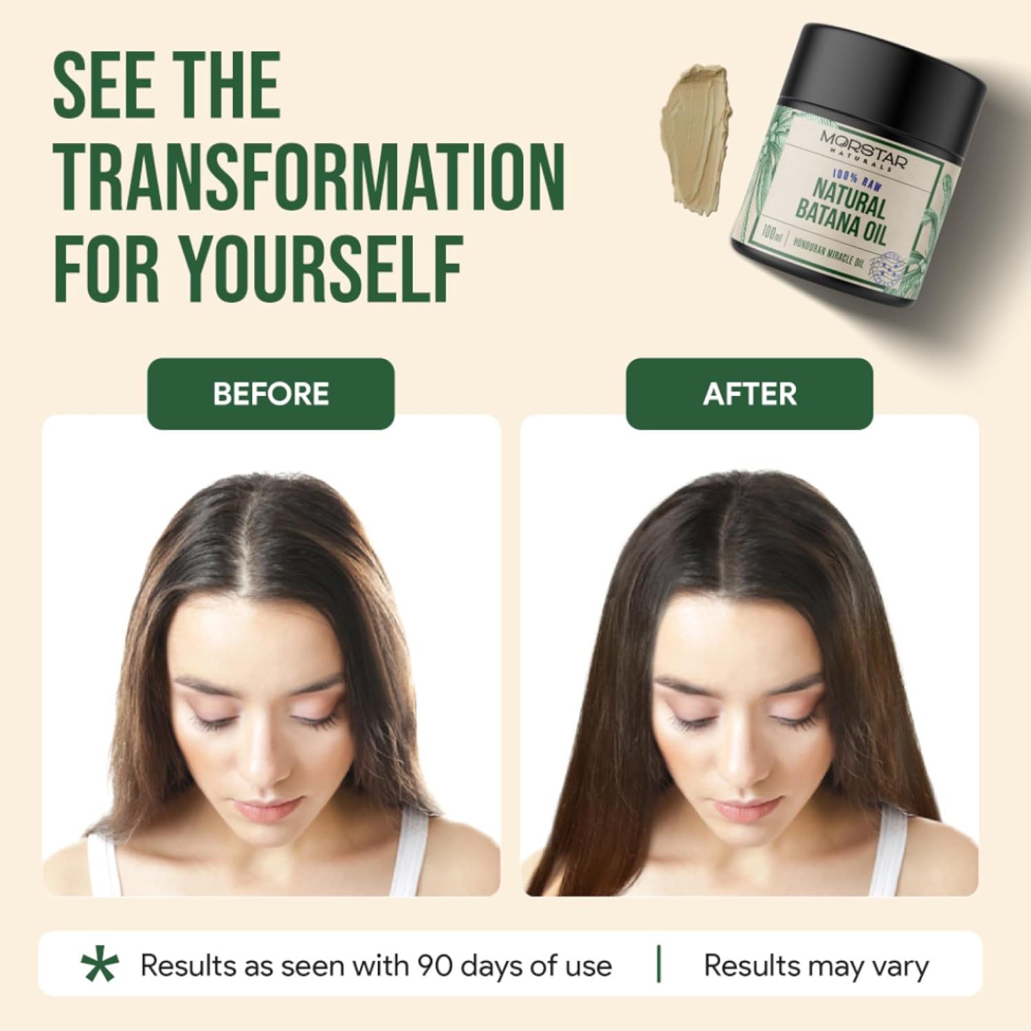 100% Raw Batana Hair Oil from Honduras – Batana for Hair Growth Dr Sebi approved and recomennded Batana oil for Hair Loss, Repair, 3.4 oz – Morstar
