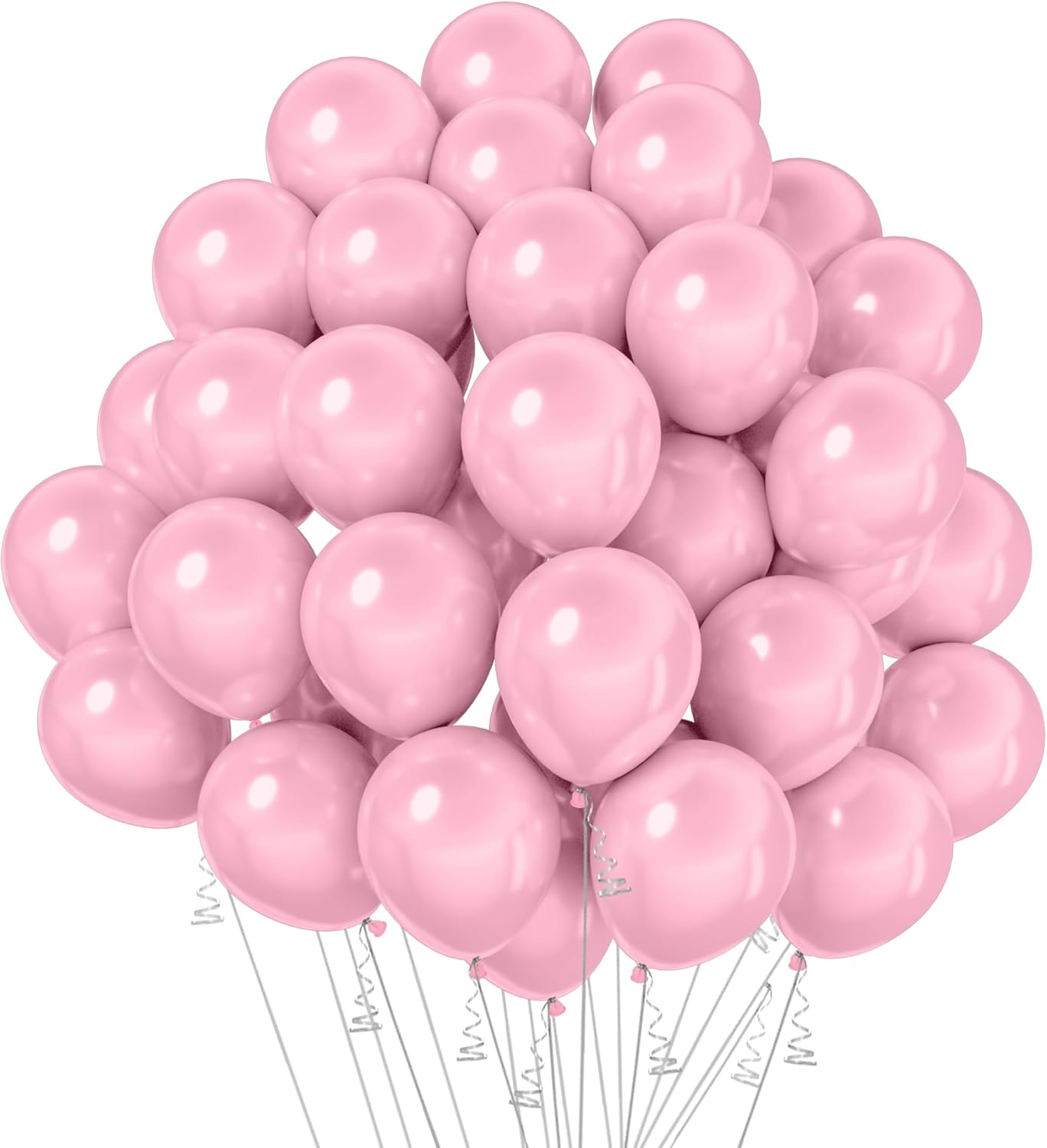 Globos rosados, 50 globos de 12 pulgadas, globos rosa claro, globos rosa pastel, globos rosa bebé, globos rosa pálido, decoraciones de fiesta rosa,