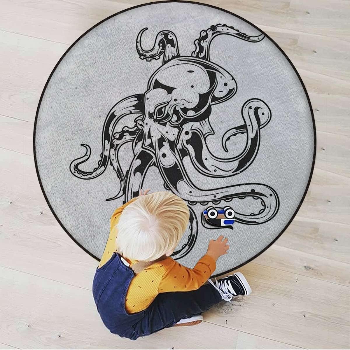 Kraken – Tapete para silla de piso de madera dura, con cancelación de ruido, tapete redondo antideslizante para silla de oficina, para el hogar,