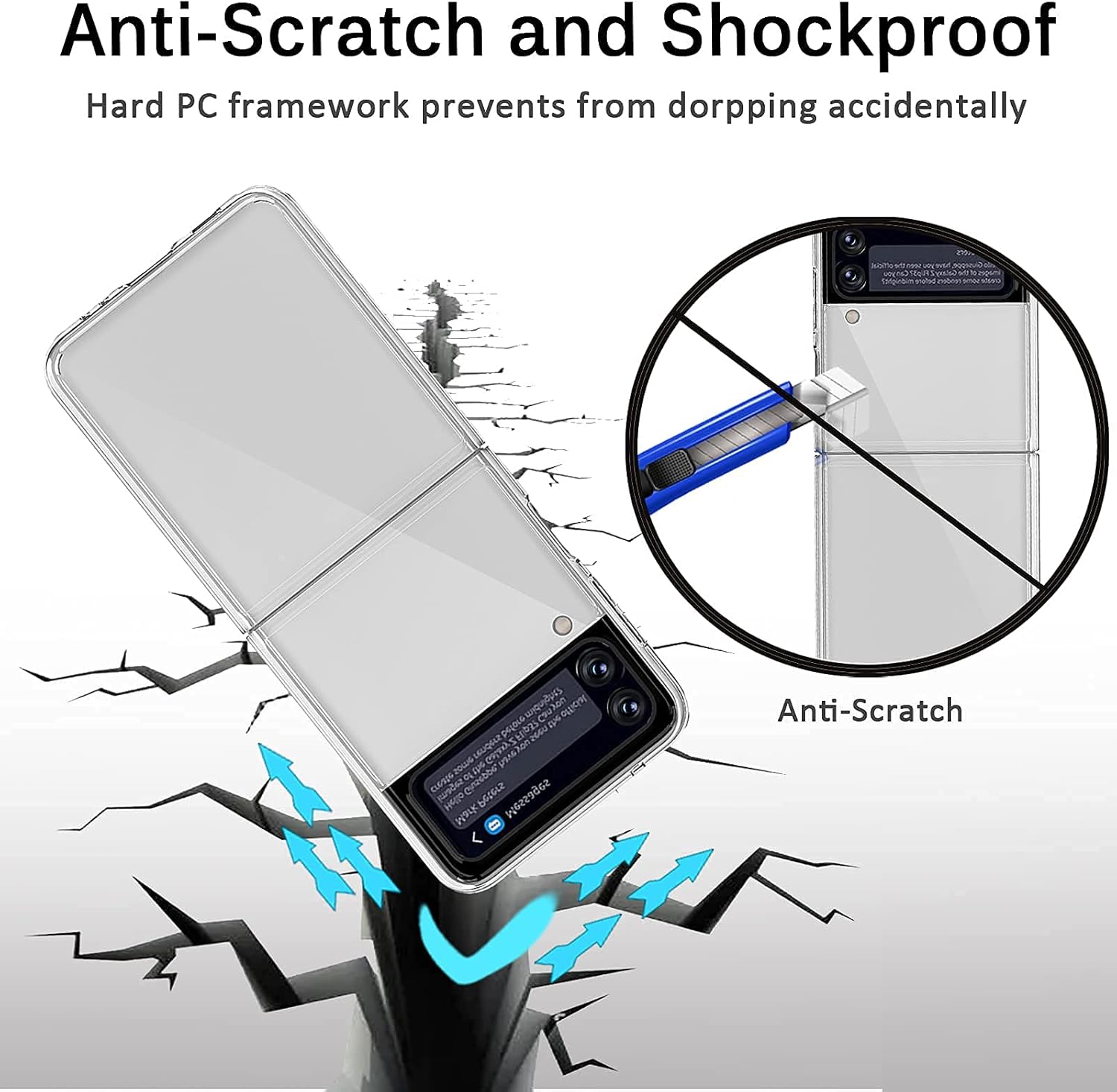 Miimall Funda compatible con Samsung Galaxy Z Flip 3 2021, a prueba de golpes y antiarañazos, delgada, rígida, de policarbonato, protector