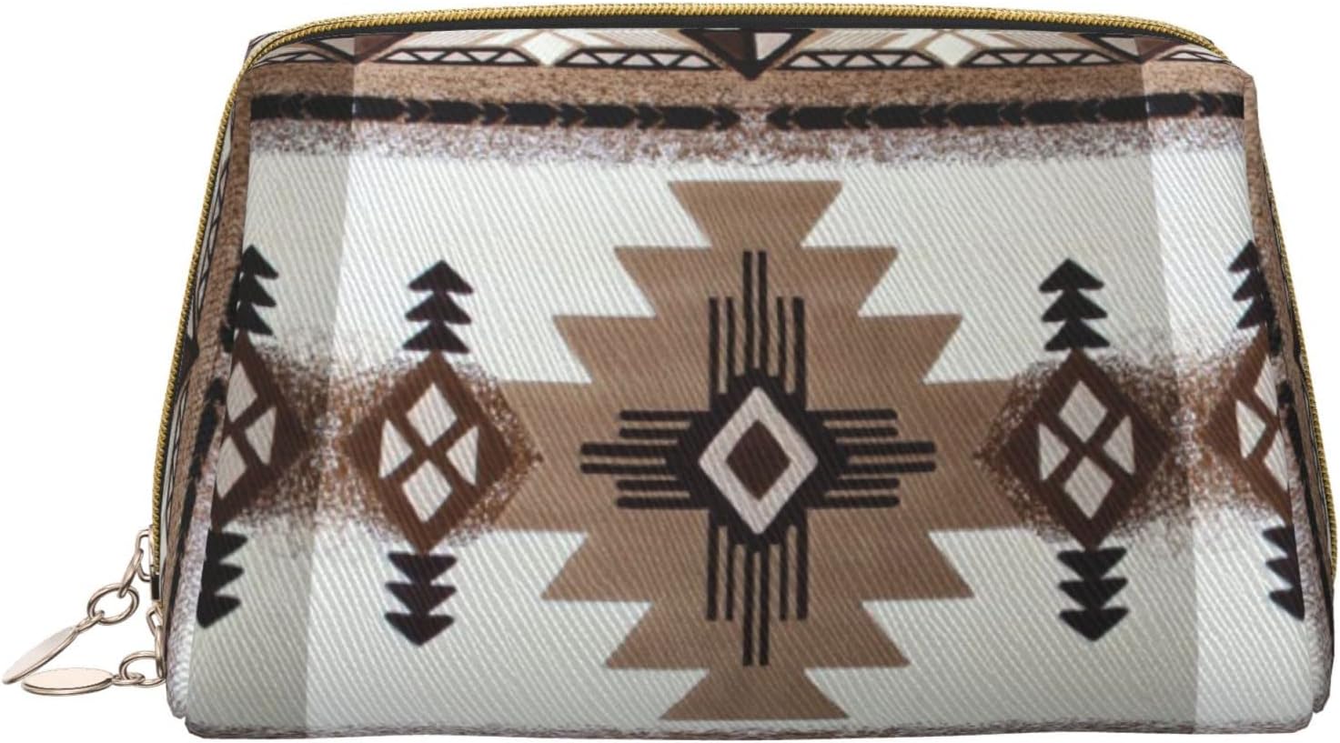 Akautosm Nativo Americano Pequeña Bolsa de Cosméticos PU Cuero Portátil Bolsa de Maquillaje Bolsa Organizador de Viaje para Artículos de Aseo de