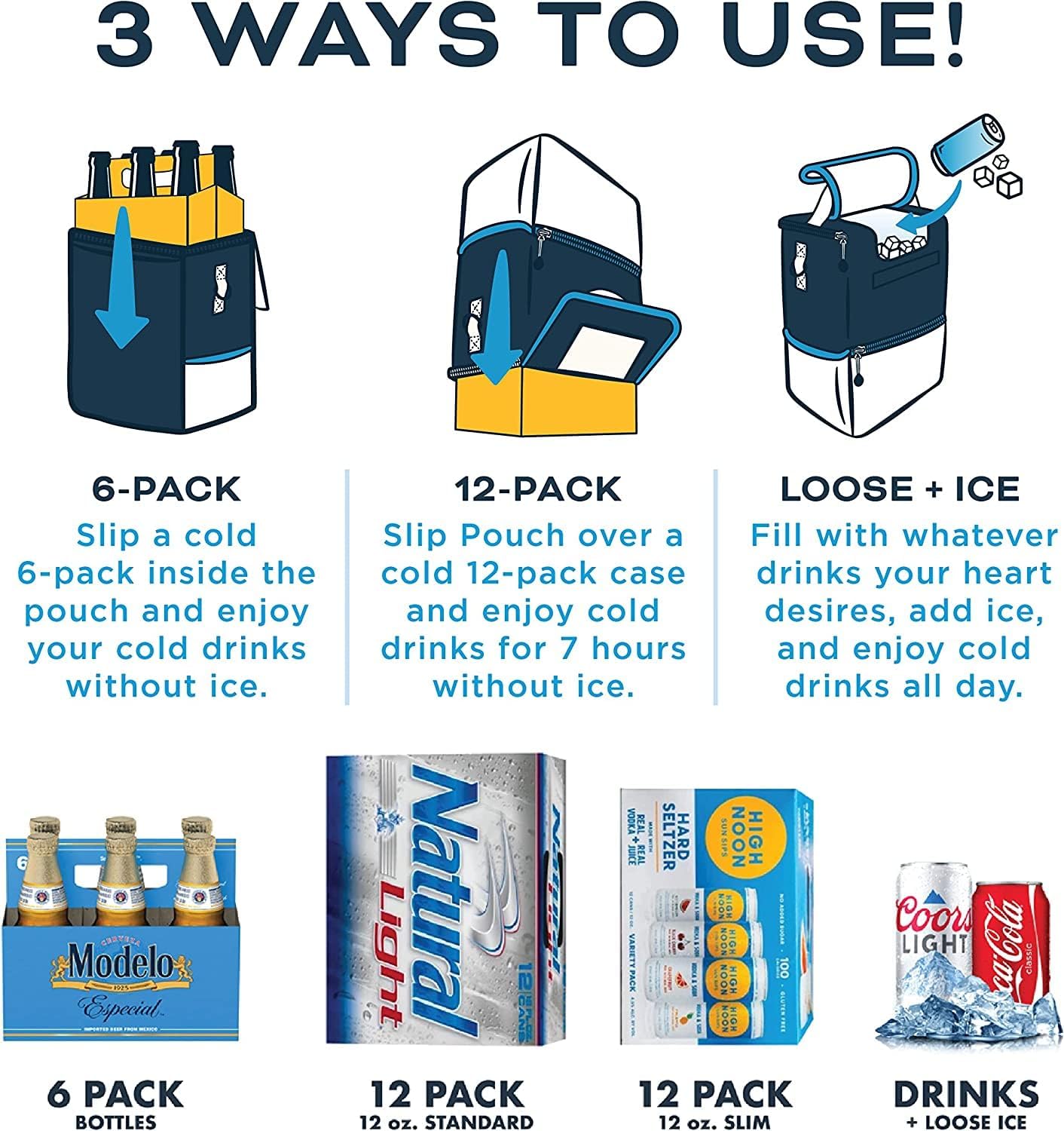 Kanga Bolsa térmica aislada – Bolsa térmica suave – Enfriador de bebidas para 6 o 12 latas de cerveza y seltzer – Aislamiento a prueba de fugas y