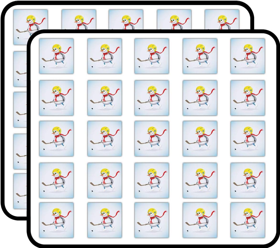 Snowman Hockey Player – Adhesivo decorativo para álbumes de recortes, calendarios, artes, manualidades, álbum, diarios de bala (50 unidades)