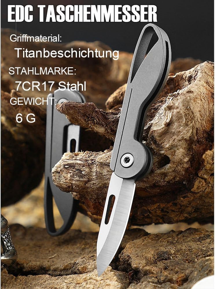 Mini cuchillo de llavero, mini cuchillo plegable de bolsillo con bloqueo de forro, regalos para mujeres y hombres, perfecto para camping, pesca,