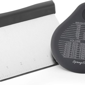 Spring Chef Raspador de banco gris  Herramienta de corte de masa de acero inoxidable con cuenco raspador de repostería para pizza, pan, pastel, Spring Chef Raspador de banco gris  Herramienta de corte de masa de acero inoxidable con cuenco raspador de repostería para pizza, pan, pastel,