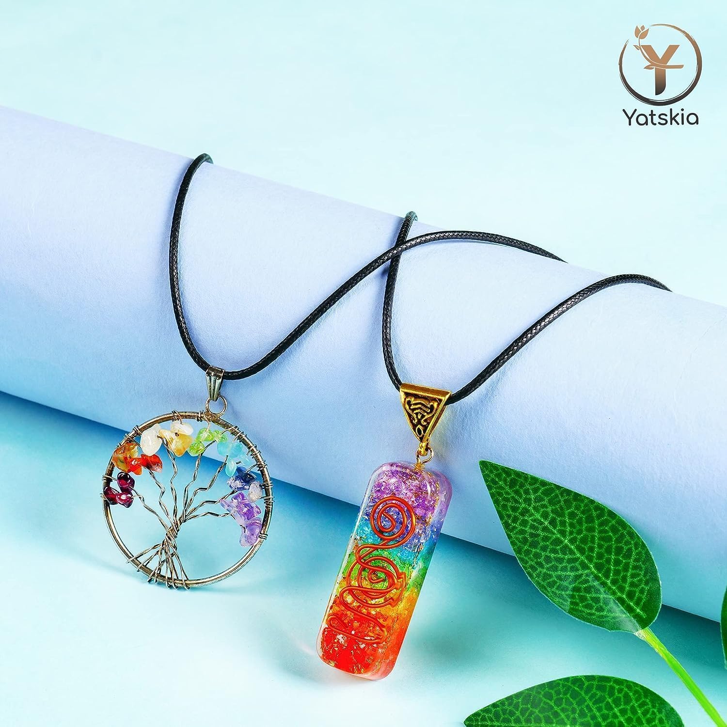 YATSKIA – Árbol de cristal turquesa Feng Shui, alambre, bonsái Buhha, estatua reiki, Chakra curativo energía positiva, buena suerte dinero regalos