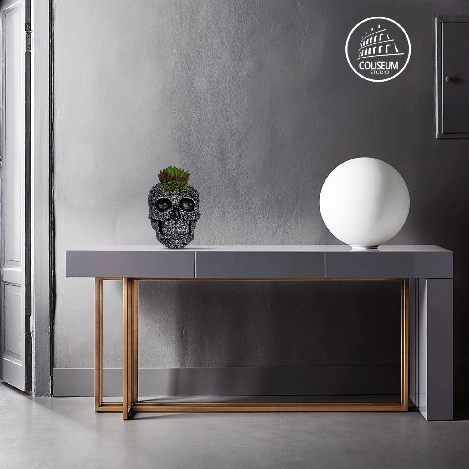 Coliseum Studio Inc Maceta de calavera  Decoración de calavera  Maceta con drenaje  Maceta de calavera  Para suculentas y cactus  Interiorexterior