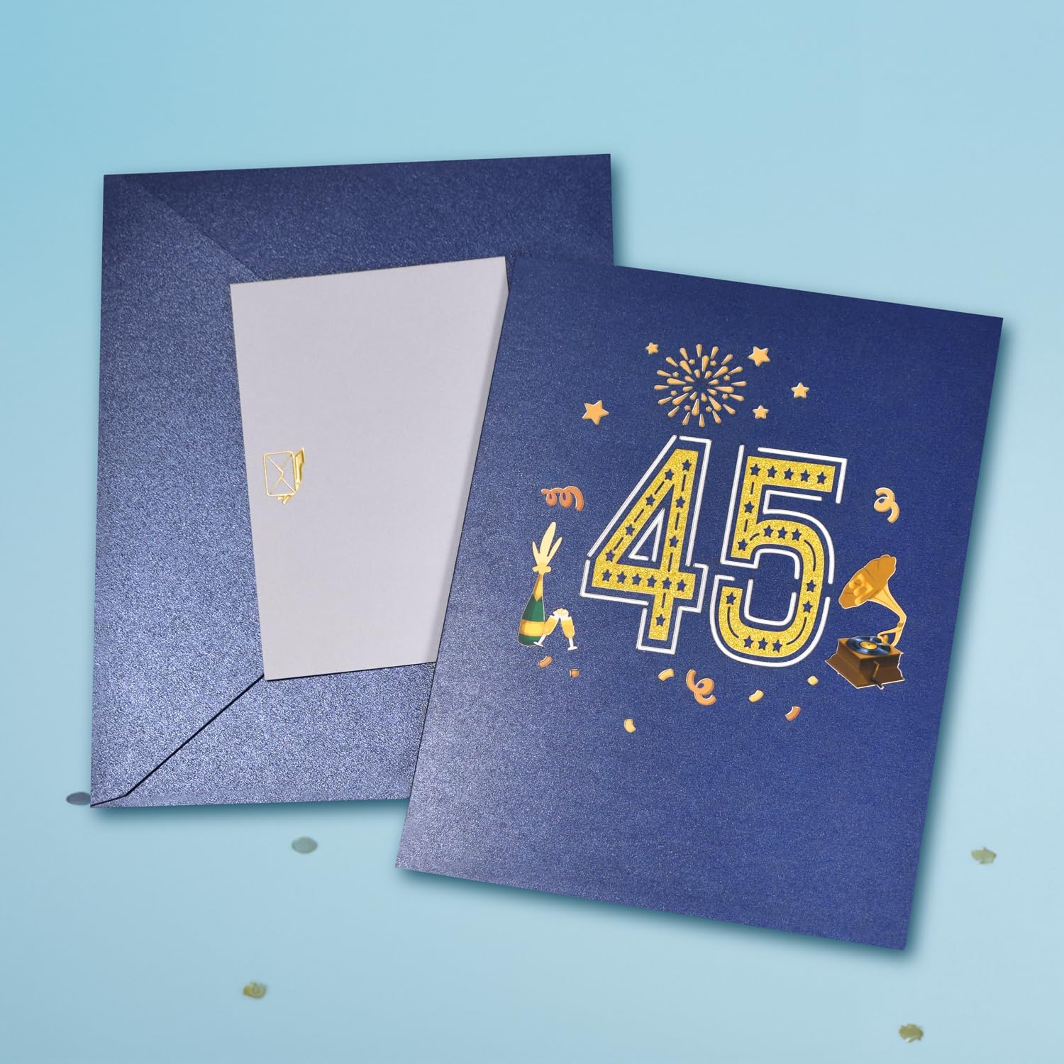 Magic Ants Tarjeta de cumpleaños número 45 y aniversario, tarjeta de feliz cumpleaños 45 para mujeres, hombres, esposa, marido, mamá, papá, ella,