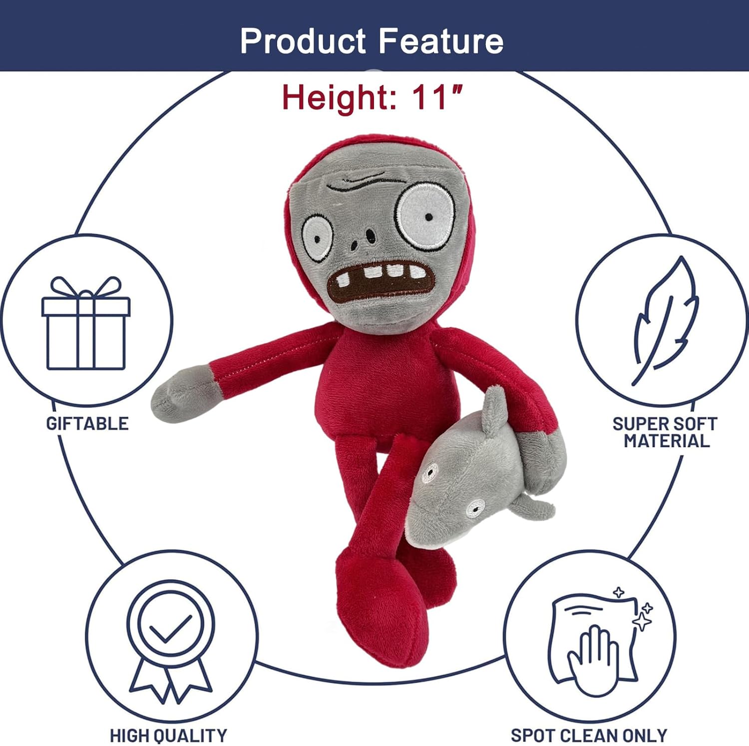 Dyharnsty Plants vs Zombies – Juguetes de peluche Dolphin Rider Zombi figura suave, juguetes de plantas contra zombies, juguetes de PVZ Plush Fish