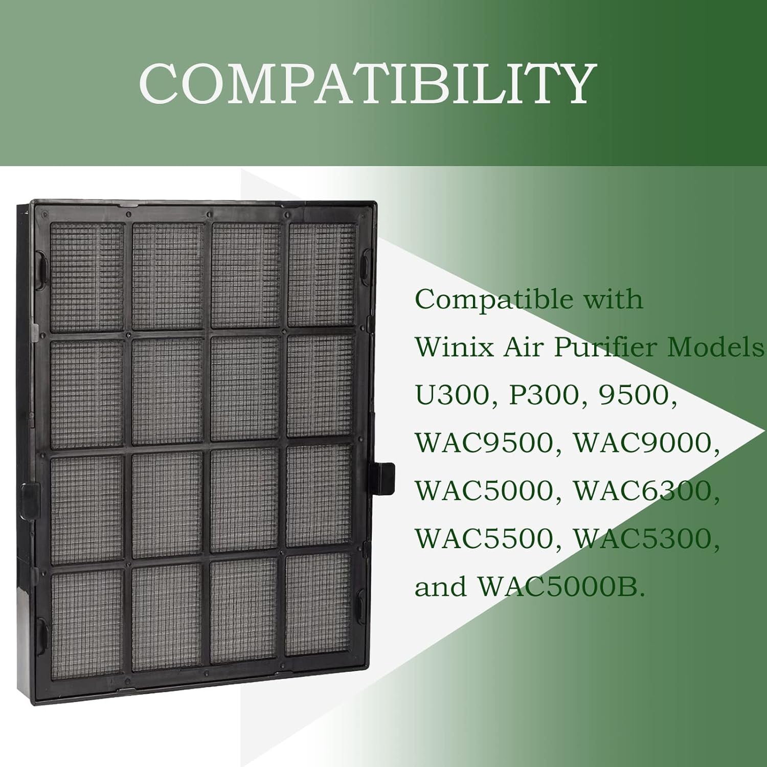 114190 Filtro de repuesto B compatible con purificadores de aire Winix 9500 U300 P300 WAC9000 WAC9500 WAC5000 WAC5000b WAC5300 WAC6300 WAC5500,