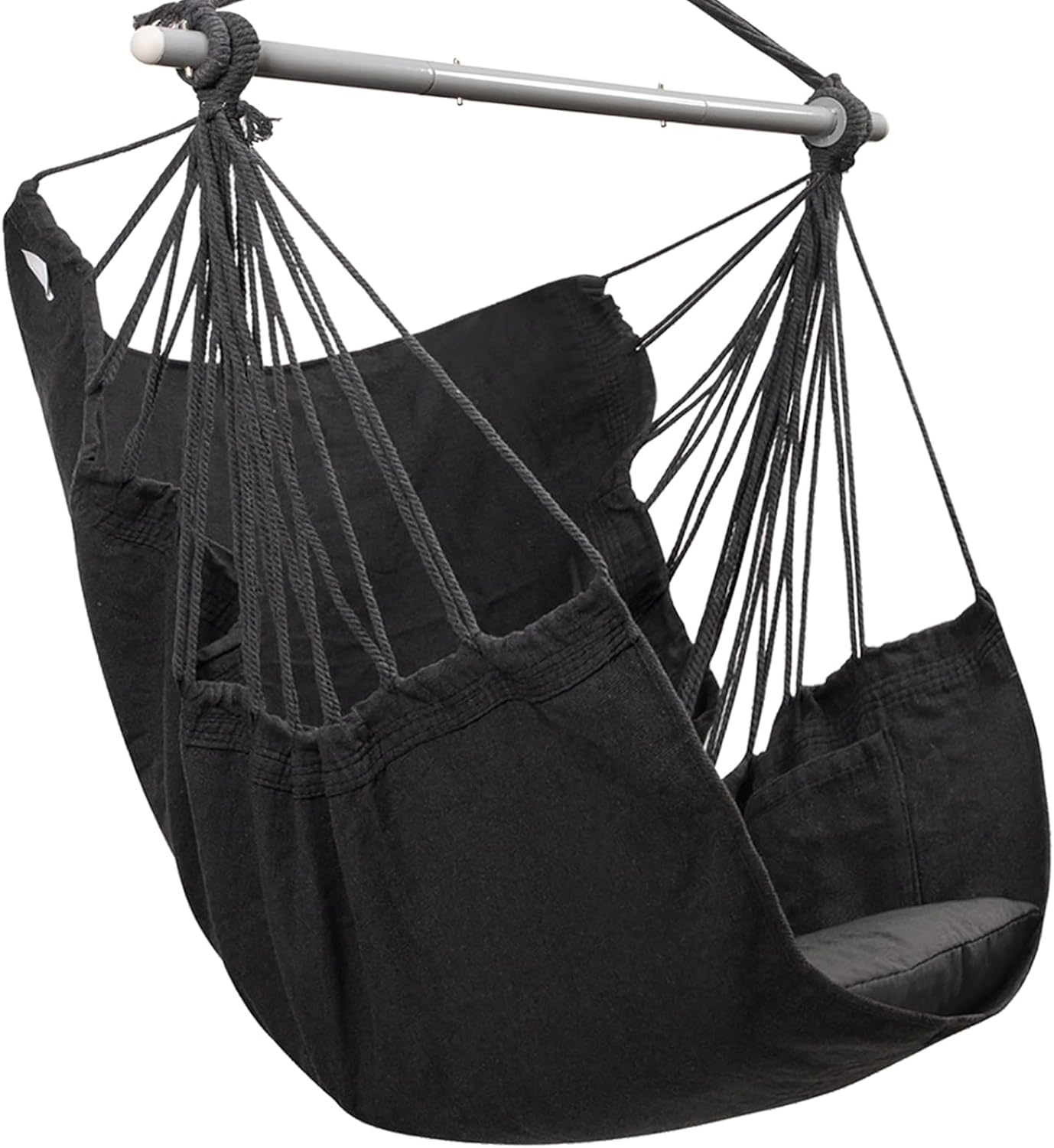 Silla hamaca colgante para interiores con 2 cojines para dormitorio, máximo 500 libras, barra antioxidante con anillos antideslizantes, para