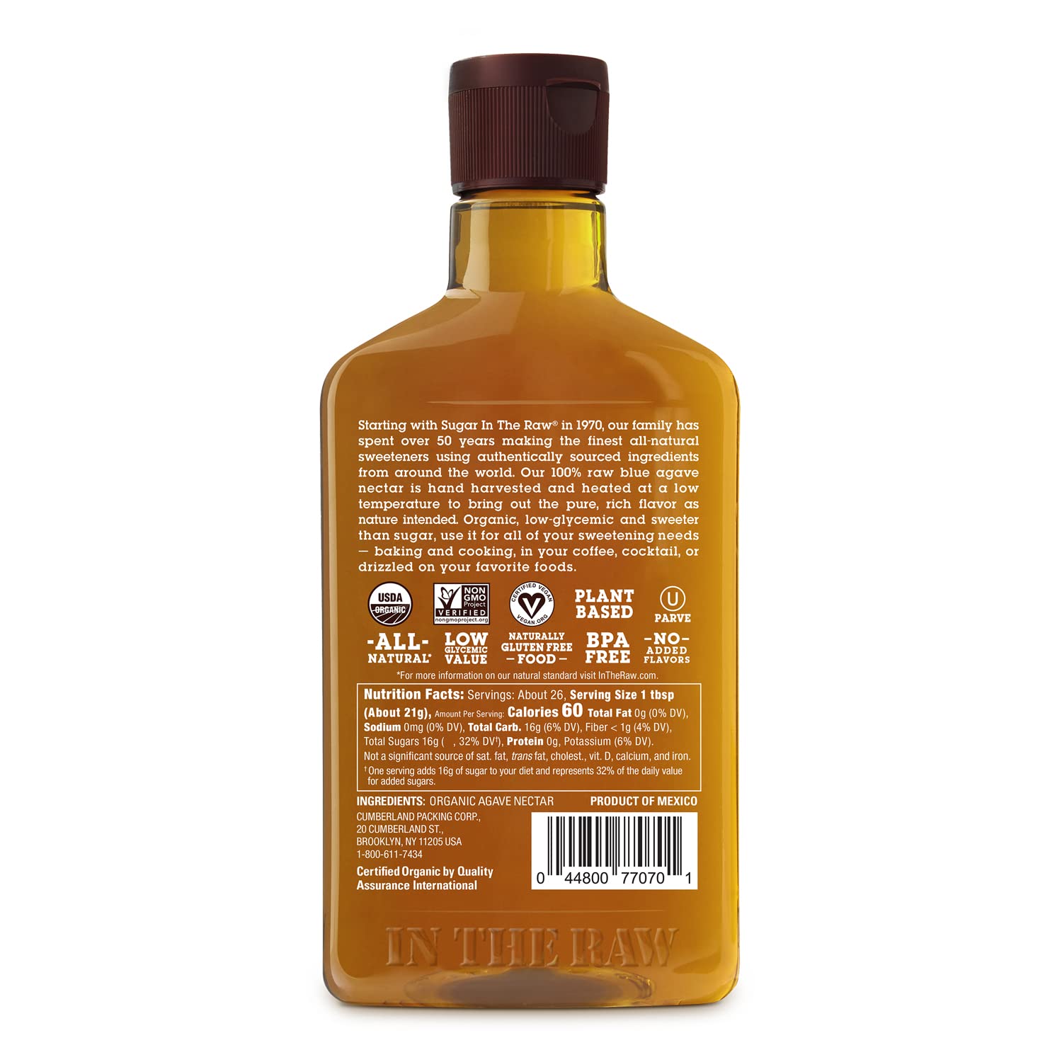 Agave In The Raw Light – Edulcorante orgánico de néctar de agave  Jarabe de agave azul claro  Alternativa al azúcar para café, hornear, cocinar,