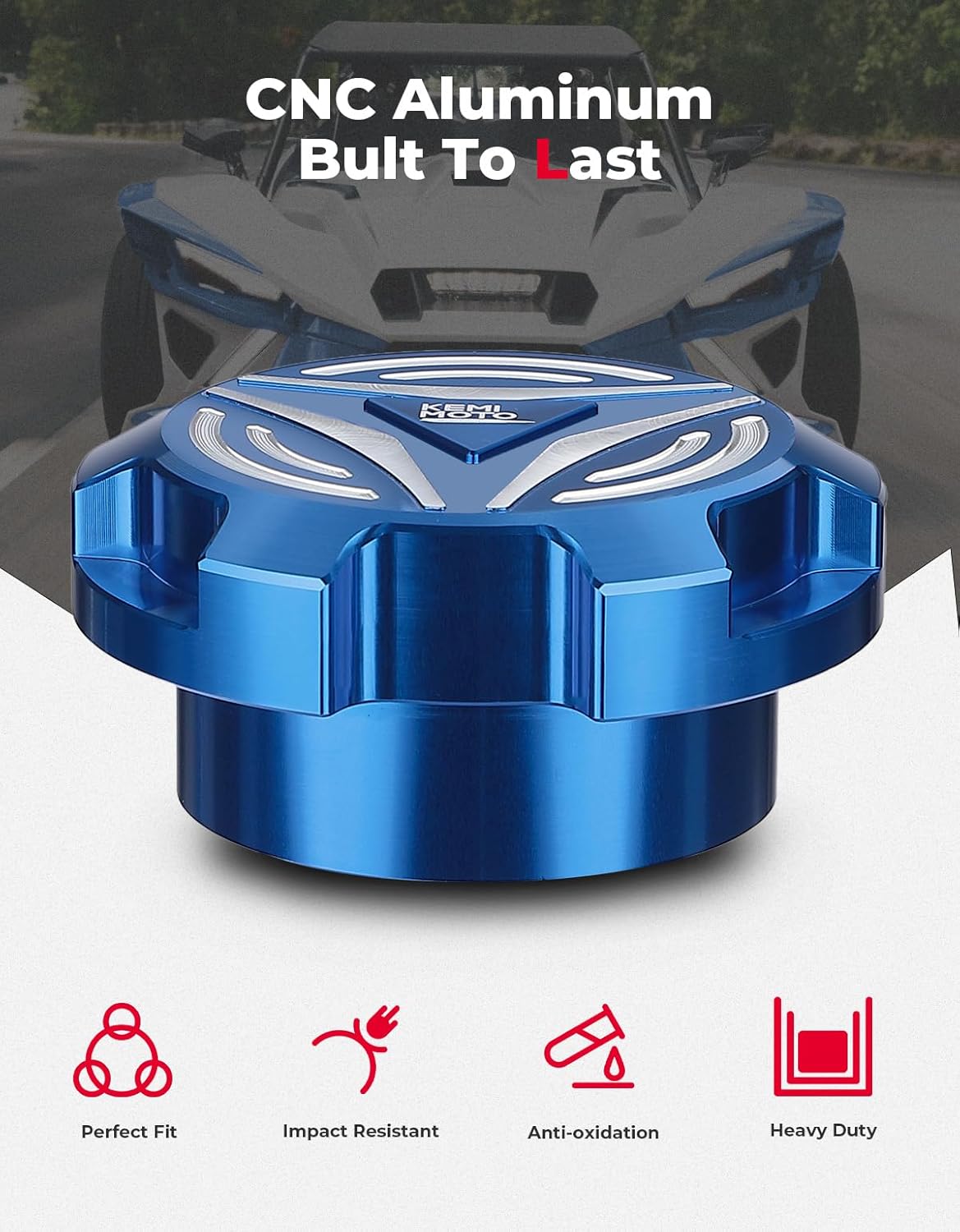 KEMIMOTO Tapa de gasolina de aluminio compatible con Polaris Slingshot SL LE R S SLR Grand Touring 2015-2023, tapa de aceite tapa de combustible