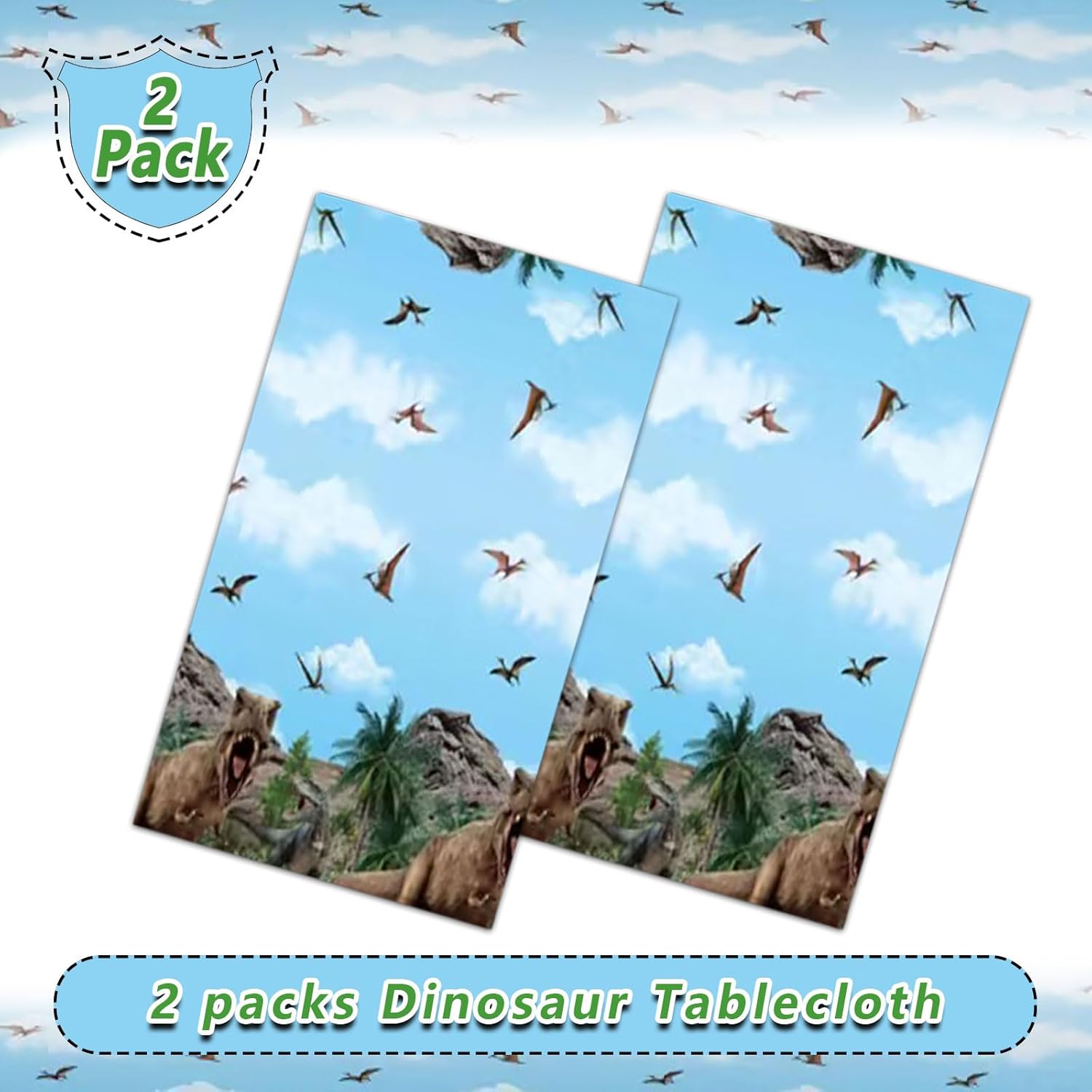 Paquete de 2 manteles de plástico para fiesta de dinosaurios, suministros de fiesta temática de dinosaurios, mantel de dinosaurio para niños,