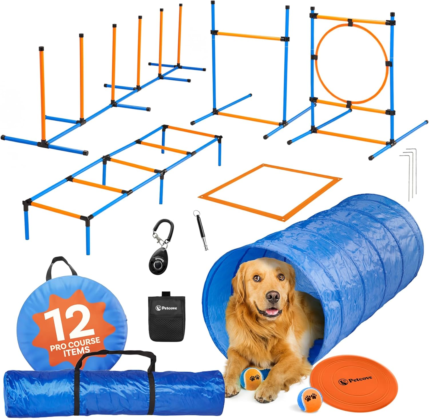 Juego de campo de agilidad para perros, equipo de agilidad para perros, patio trasero de carrera de obstáculos para perros, equipo de entrenamiento