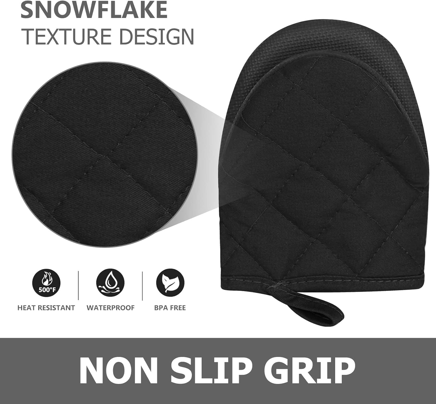 1 par de guantes cortos para horno con soporte para ollas, guantes de silicona para horno de cocina, resistentes al calor, 500 , mini guantes para