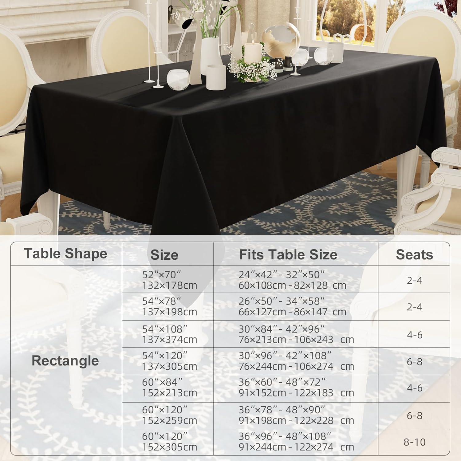 smiry Paquete de 2 manteles rectangulares de 60 x 102 pulgadas, mantel de poliéster impermeable y antiarañazos, lavable a máquina, para comedor,
