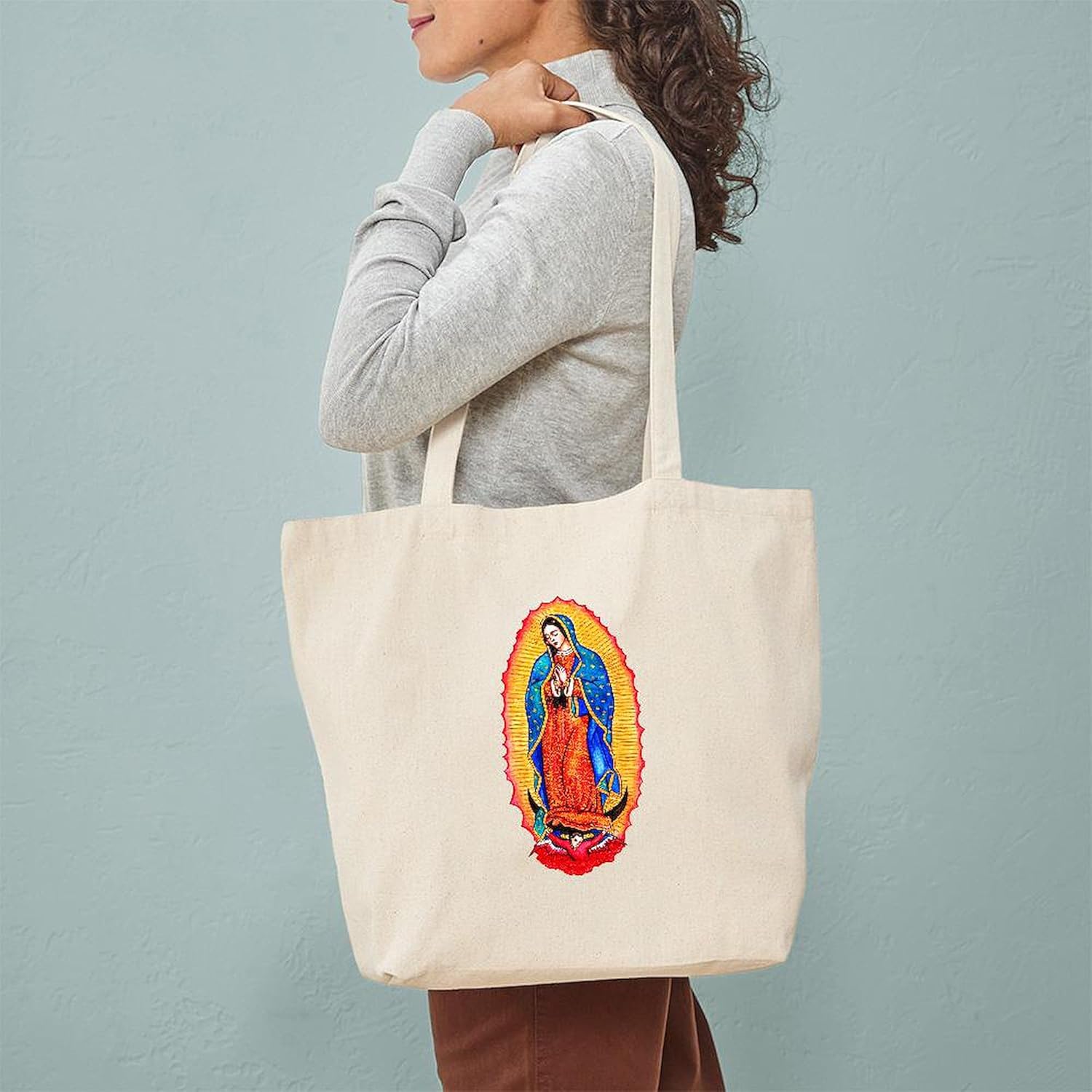 CafePress Virgen de Guadalupe Tote Bag Natural Canvas Tote Bag, bolso de compras de tela