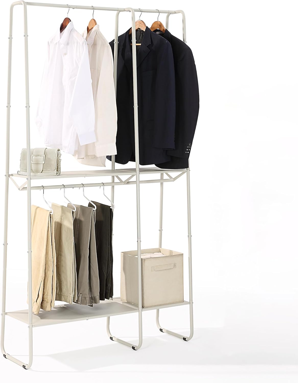 SunnyPoint Percheros de ropa independientes extra grandes para colgar ropa, estante de metal resistente para ropa y accesorios, solución de