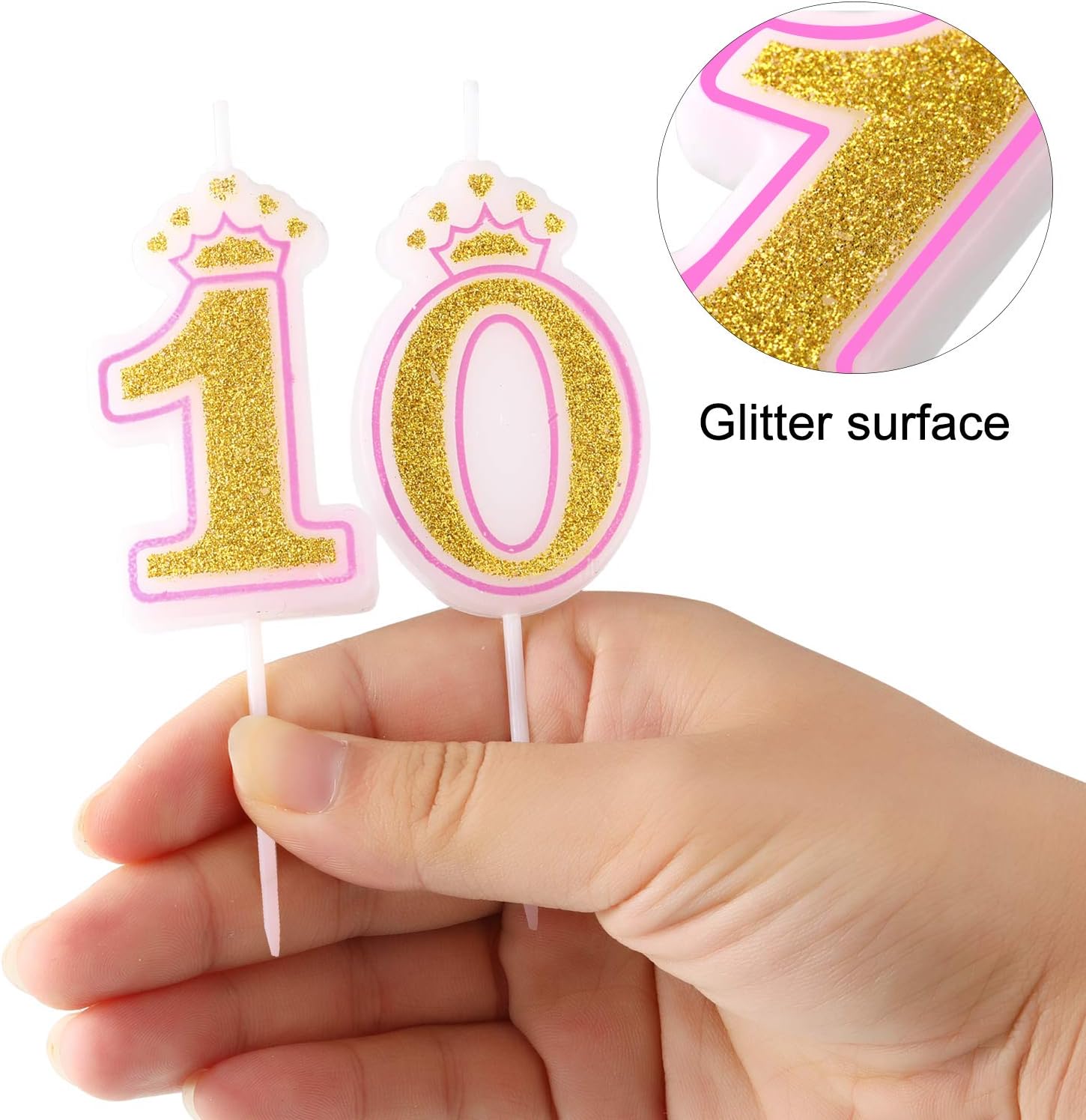 Vela de 10 cumpleaños para niña y niño, vela número 10, velas numéricas para tarta, velas para cumpleaños, bodas, aniversarios, fiestas, suministros
