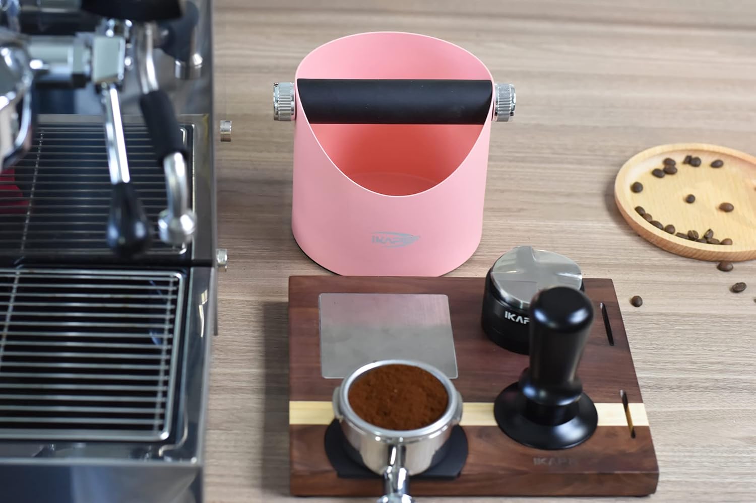 IKAPE Espresso Knock Box, caja de café premium, cubo de basura de café que ahorra espacio con barra extraíble y base antideslizante para Espresso