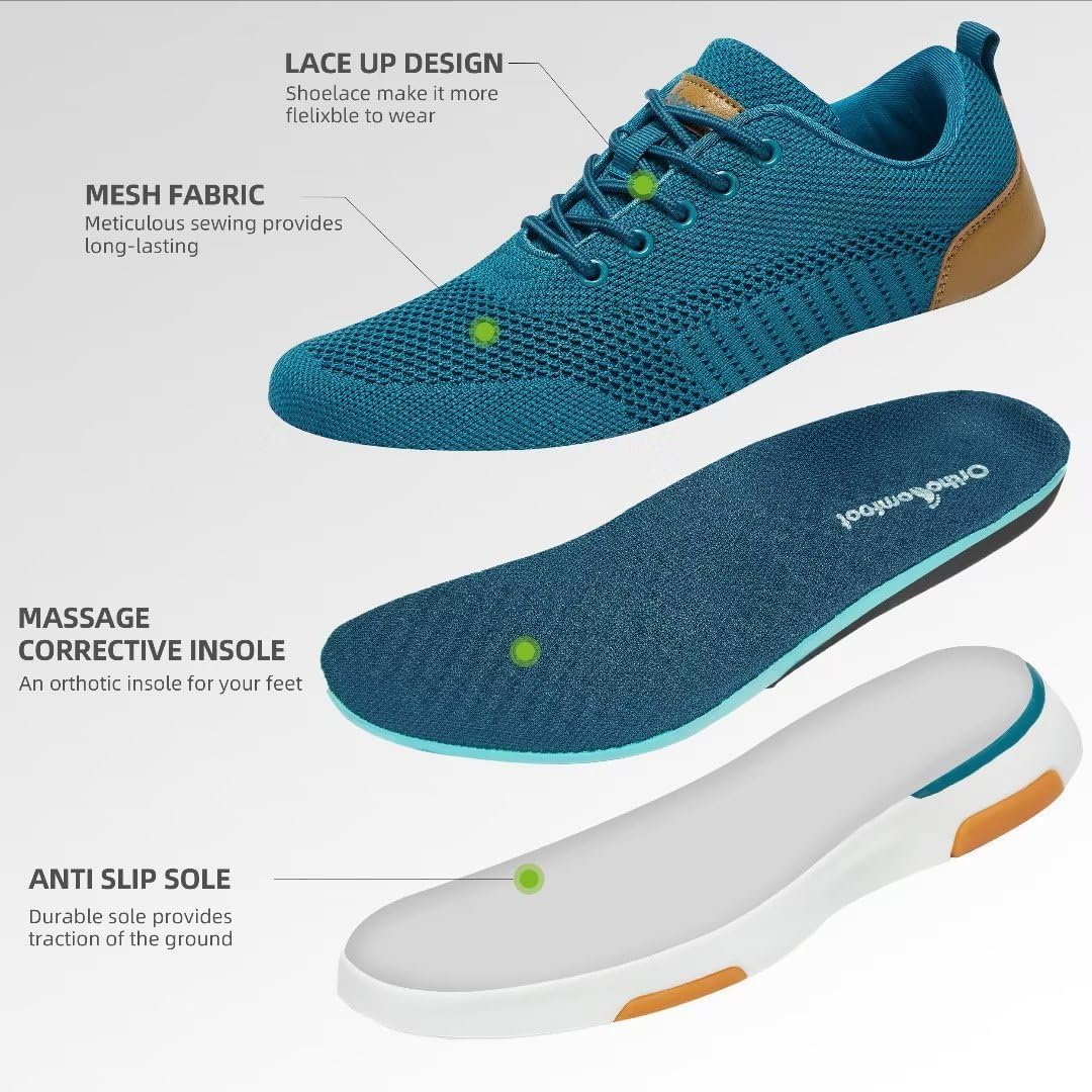 OrthoComfoot Zapatos deportivos ortopédicos ultraligeros para mujer, con soporte de arco con cordones para alivio de la fascitis plantar, tenis