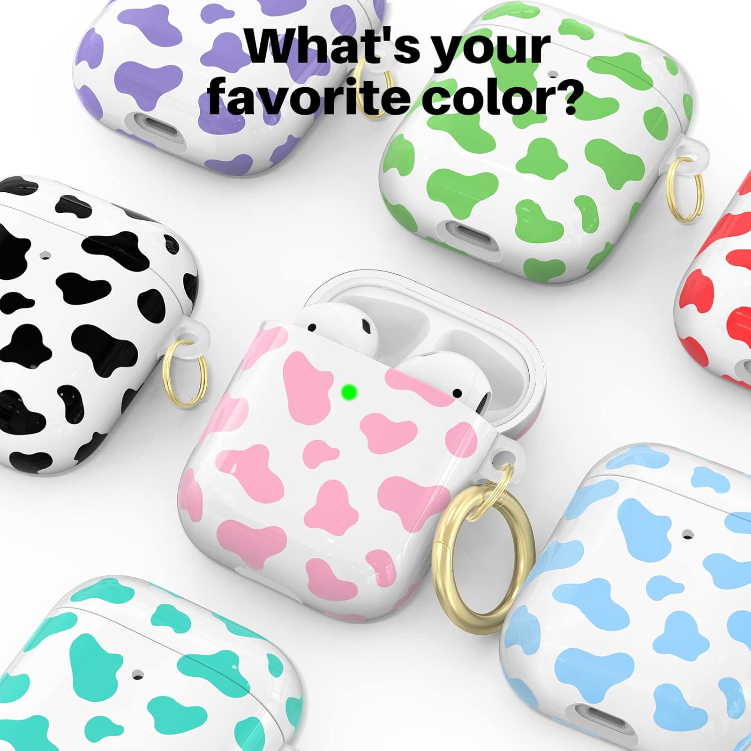 NIUTRENDZ Linda funda con estampado de vaca para AirPods, diseño IMD duro TPU a prueba de golpes LED frontal visible carga inalámbrica Funda